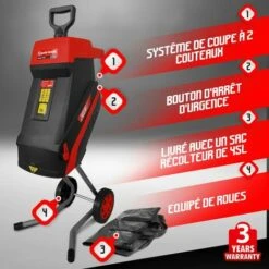 ELEM GARDEN TECHNIC Broyeur De Végétaux électrique 2400W -Promos Broyeur de végétaux Magasin 12378407 2