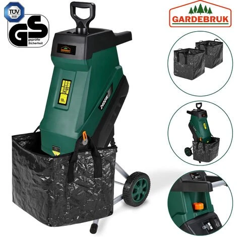 GARDEBRUK - Broyeur De Jardin Végétaux 2400 W Déchiqueteur Jardin électrique Sac Ramassage 2x50L Branches Arbuste 45mm Déchets Verts 4 GARDEBRUK - Broyeur De Jardin Végétaux 2400 W Déchiqueteur Jardin électrique Sac Ramassage 2x50L Branches Arbuste 45mm Déchets Verts – Image 2