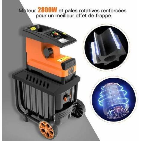 TACKLIFE Broyeur De Végétaux Électrique, 2800W Broyeur Végétaux Et Branches, 45mm Max Diamètrede Coupe, 55 L, Très Silencieux, Avec Roues PWS01A 5 TACKLIFE Broyeur De Végétaux Électrique, 2800W Broyeur Végétaux Et Branches, 45mm Max Diamètrede Coupe, 55 L, Très Silencieux, Avec Roues PWS01A – Image 3