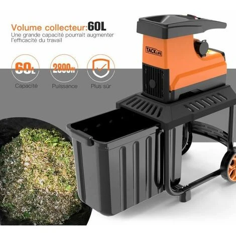 TACKLIFE Broyeur De Végétaux Électrique, 2800W Broyeur Végétaux Et Branches, 45mm Max Diamètrede Coupe, 55 L, Très Silencieux, Avec Roues PWS01A 6 TACKLIFE Broyeur De Végétaux Électrique, 2800W Broyeur Végétaux Et Branches, 45mm Max Diamètrede Coupe, 55 L, Très Silencieux, Avec Roues PWS01A – Image 4