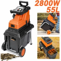TOPSHAK TS-WS1 Broyeur De Végétaux Déchiqueteuse De Bois Déchiqueteuse De Feuilles D’arbre Broyeur De Branches 55L 2800W Prise EU -Promos Broyeur de végétaux Magasin 42965802 3