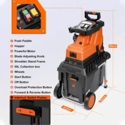 TOPSHAK TS-WS1 Broyeur De Végétaux Déchiqueteuse De Bois Déchiqueteuse De Feuilles D’arbre Broyeur De Branches 55L 2800W Prise EU -Promos Broyeur de végétaux Magasin 42965802 4