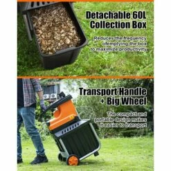 TOPSHAK TS-WS2 Broyeur De Végétaux Déchiqueteuse De Bois Déchiqueteuse De Feuilles D’arbre Broyeur De Branches 60L 2800W Prise EU -Promos Broyeur de végétaux Magasin 42968995 5