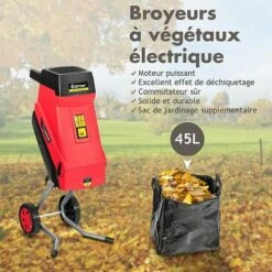 GOPLUS 45L Broyeur Végétaux Et Branches, Broyeur électrique Silencieux 2400W, Largeur De Coupe 45mm Avec Lame De Haute Qualité Et Bac De Collecte Pour Jardin Et Terres Agricoles -Promos Broyeur de végétaux Magasin 48930831 3