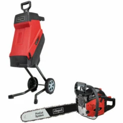 Pack SCHEPPACH Broyeur électrique - 2400 W - 2 Sac Collecteurs - GS55 - Tronçonneuse Thermique ProCut - 51 Cm - 2000 W - CSP5300