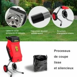 RELAX4LIFE Broyeur De Jardin Électrique 2400 W, Broyeur Végétaux Et Branches Électrique Avec Sac Collecte 45 L, Broyeur à Couteaux Épaisseur Jusqu'à 45 Mm Pour Parc, Pelouse -Promos Broyeur de végétaux Magasin 64129968 3