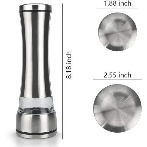PESCE 2 Pcs Moulin À Sel Et À Poivre Moulin Broyeur Réglable Moulin En Céramique Mécanisme 304 En Acier Inoxydable Brossé Acrylique Corps Sel Et Poivre Shakers Pour Sel, Poivre, Herbes Séchées, Épices 5 PESCE 2 Pcs Moulin À Sel Et À Poivre Moulin Broyeur Réglable Moulin En Céramique Mécanisme 304 En Acier Inoxydable Brossé Acrylique Corps Sel Et Poivre Shakers Pour Sel, Poivre, Herbes Séchées, Épices – Image 3