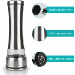 PESCE 2 Pcs Moulin À Sel Et À Poivre Moulin Broyeur Réglable Moulin En Céramique Mécanisme 304 En Acier Inoxydable Brossé Acrylique Corps Sel Et Poivre Shakers Pour Sel, Poivre, Herbes Séchées, Épices 10 PESCE 2 Pcs Moulin À Sel Et À Poivre Moulin Broyeur Réglable Moulin En Céramique Mécanisme 304 En Acier Inoxydable Brossé Acrylique Corps Sel Et Poivre Shakers Pour Sel, Poivre, Herbes Séchées, Épices -Promos Broyeur de végétaux Magasin 64521709 4